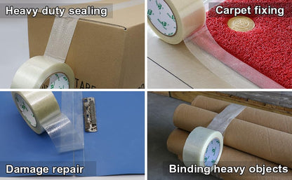 BOMEI PACK 1 Roll 5.5mil x 2Inch x 25yds Mono Filament Strapping Tape Heavy Duty Transparent Reinforced Fiberglass Tape