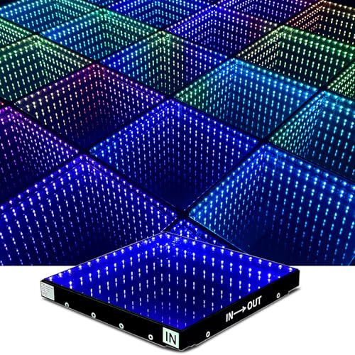 Dance Floor Stage Lights Tempered Glass Infinity Mirror Panel 3D Effect Led Dance Floor for Wedding Party Customizable (3D-Magnetic, 49PCS(11.5FTX11.5FT)) - size: 49PCS(11.5FTX11.5FT), style: 3D-Magnetic
