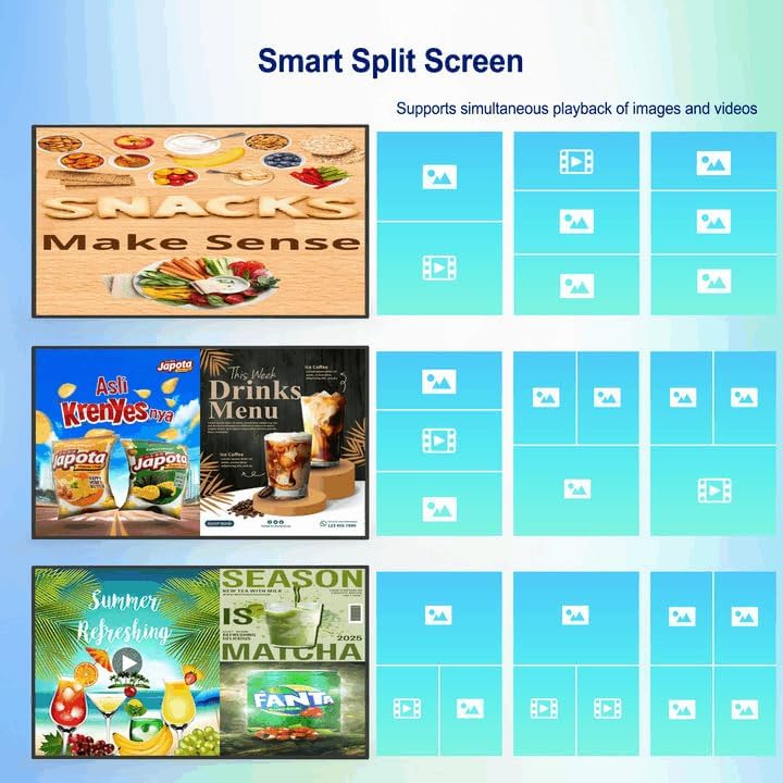 43inch Touchscreen Digital Display, 700nit Slim Fit Frameless LCD Monitor, USB + HDMI Ports for Touch Connectivity, CMS/U-Disk Plug&Play, Smart Split Screen, 24/7 Operation