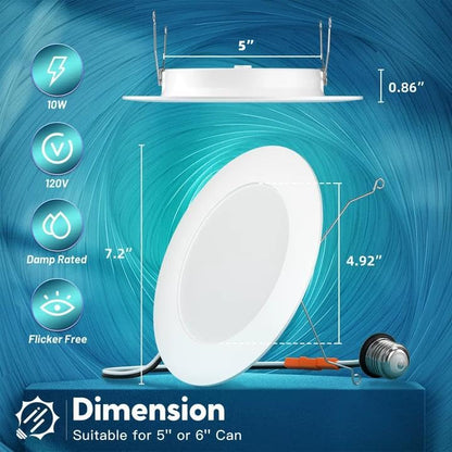 FREELICHT 12 Pack Retrofit LED Recessed Lighting 6 Inch, 5CCT, White - color: White, size: 6 Inch