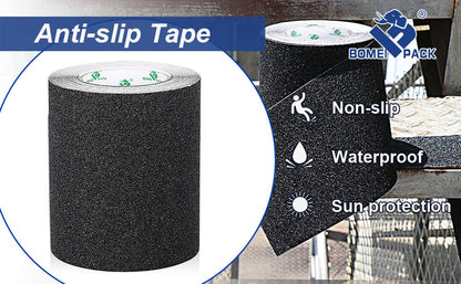 BOMEI PACK Black Anti Slip Tape, 6 Inch x 33 Foot Non-Slip Traction Grip Tape for Stairs, Waterproof Stair Treads Grip Non Slip, Non Skid Tape for Steps, Outdoor Black Grip Tape - size: 150mm