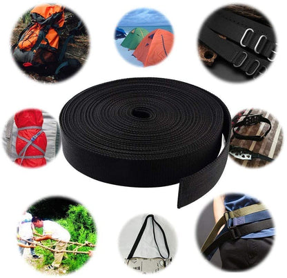 1 Inch Wide 10 Yards Black Nylon Webbing Strap，Polypropylene Straps for Bags, Hammocks, Outdoor Climbing and DIY Making Luggage Strap, Pet Collar, Backpack Repairing - color: Black-1 inch