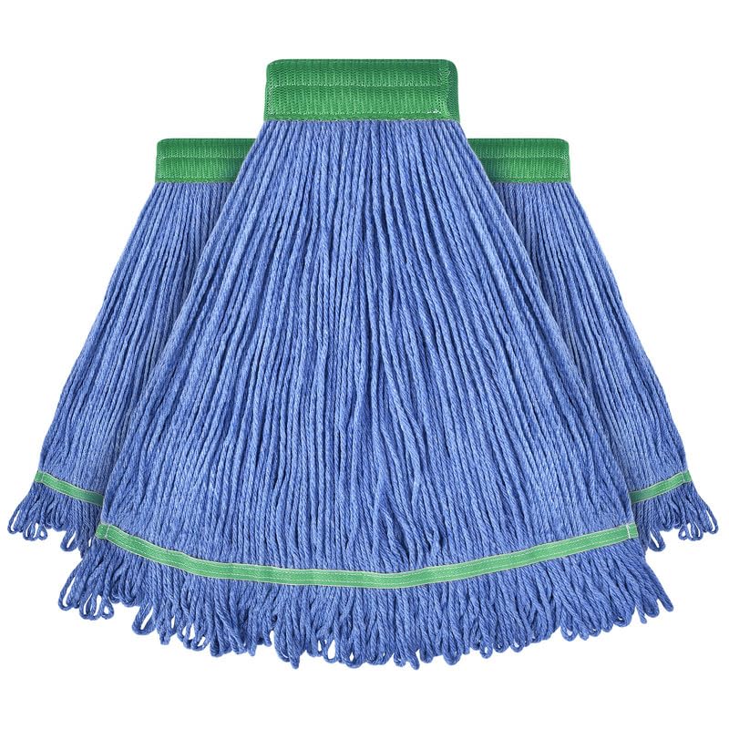 Onesimus 24 oz Heavy Duty Mop Head Replacement, 5 Inch Headband for Quick Change Handle, Blue Loop-End Cotton Blend String Wet Dry Floor Mop Refill Commercial Cleaning Supplies, 3 Pack Large - size: 3 Pack (Large)